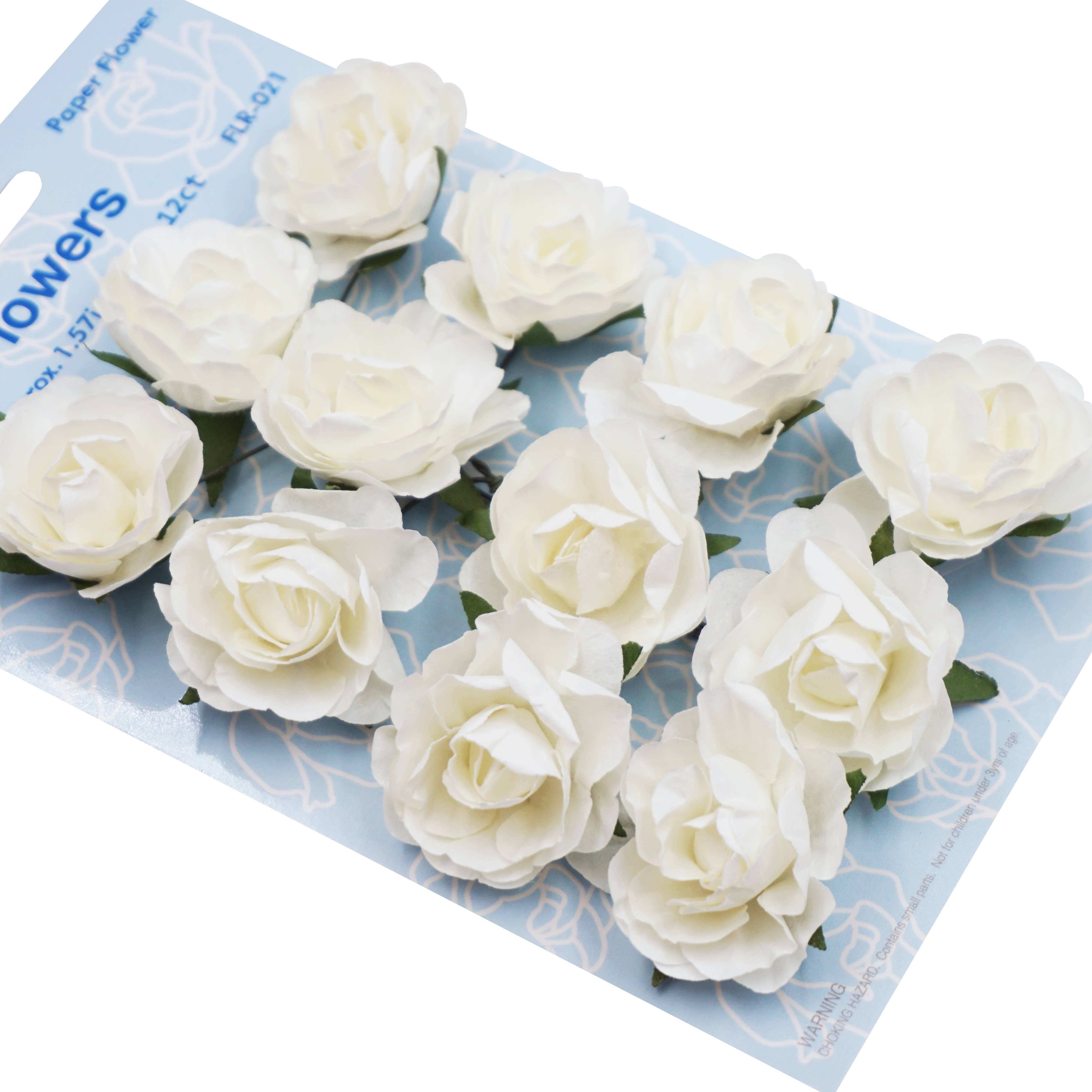 Angels Craft - Wholesale Artificial Flowers - Paper Flowers (Roses) with wire, 12-ct 1.57"0