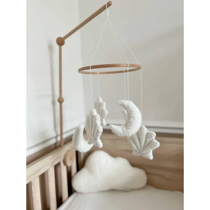 Edie & Joe - Wholesale Baby Mobile - Micro Boucle Shell & Moon Mobile Nursery Decor