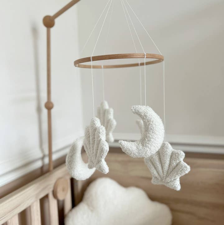 Edie & Joe - Wholesale Baby Mobile - Micro Boucle Shell & Moon Mobile Nursery Decor5