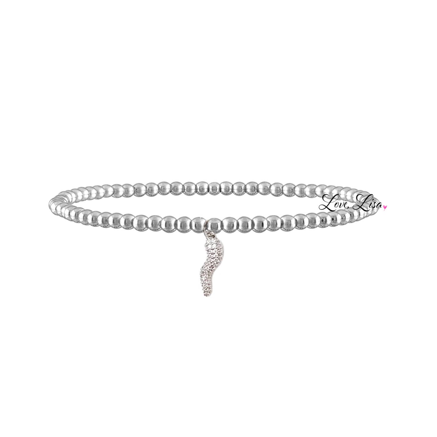 Love, Lisa – Engroshandel Armbånd med vedhæng – Marias italienske horn 4mm Pave perlearmbånd0