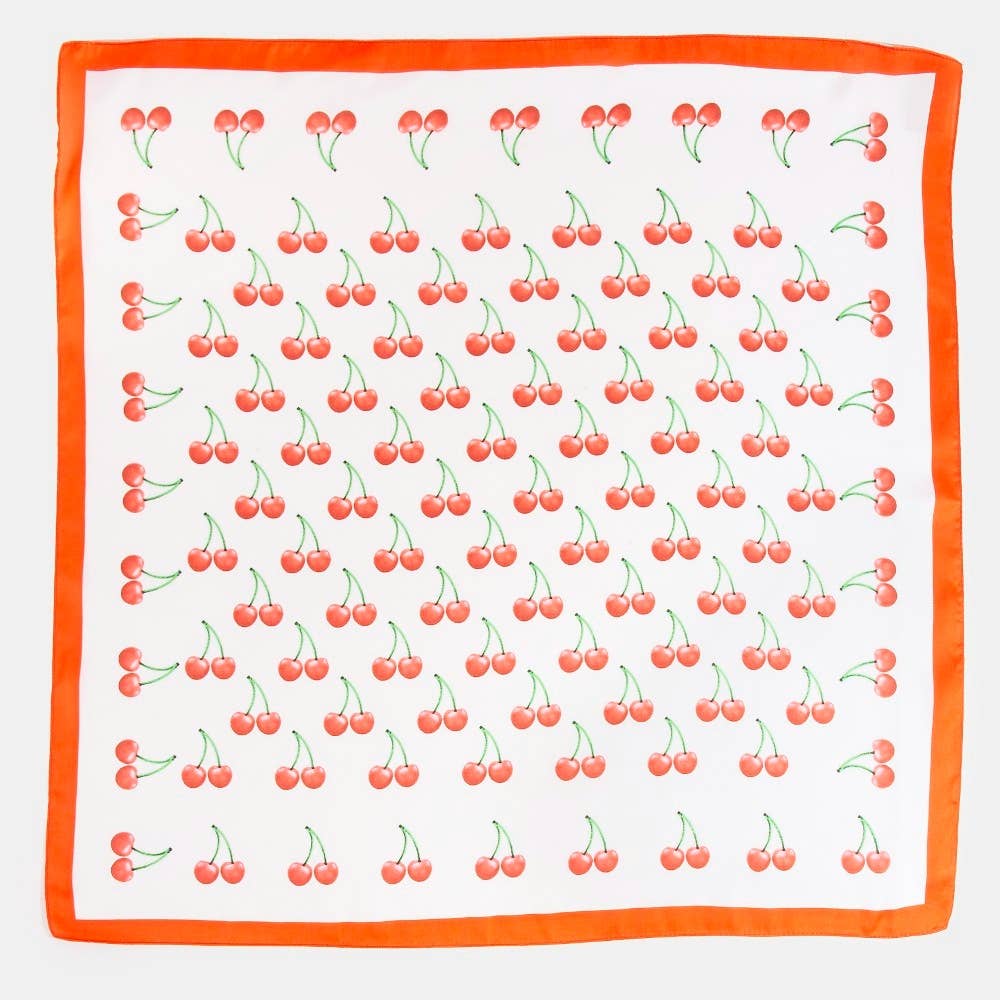 IV Cherry Print Red Border Square Bandana Scarf for wholesale on Faire0