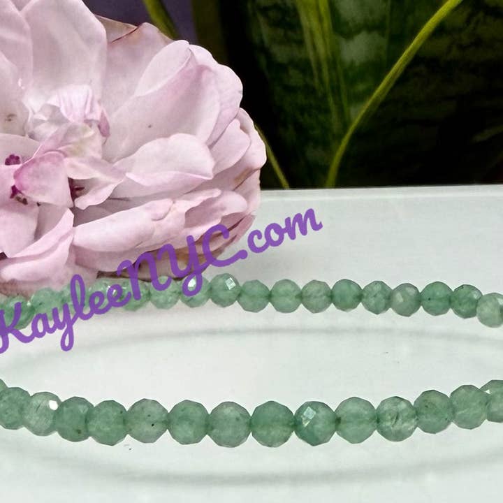 KayleeNYC - Wholesale Beaded Bracelet - Natural 4mm Faceted Aventurine 7.5”Crystal Stretch Bracelet5