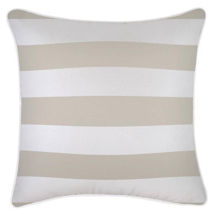 Cushion Cover-With Piping-Deck Stripe Beige-45cm x 45cm for wholesale by Escape To Paradise