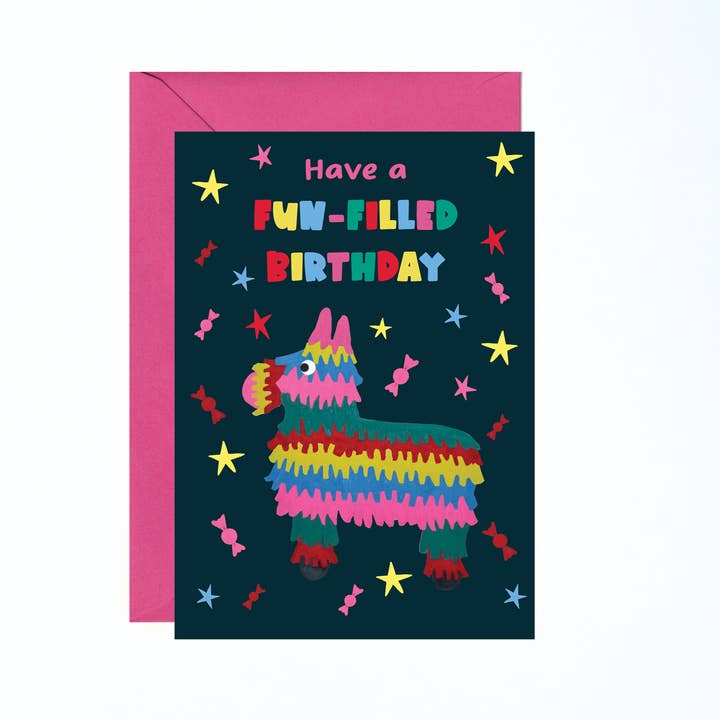 Tarjeta de cumpleaños con forma de piñata llena de diversión para venta al por mayor de Charlotte Farr Illustrations