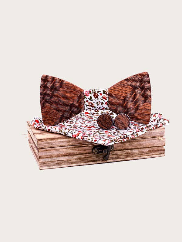 Men's Wooden Bow Tie Box - Tartan for wholesale by Wood&Chic