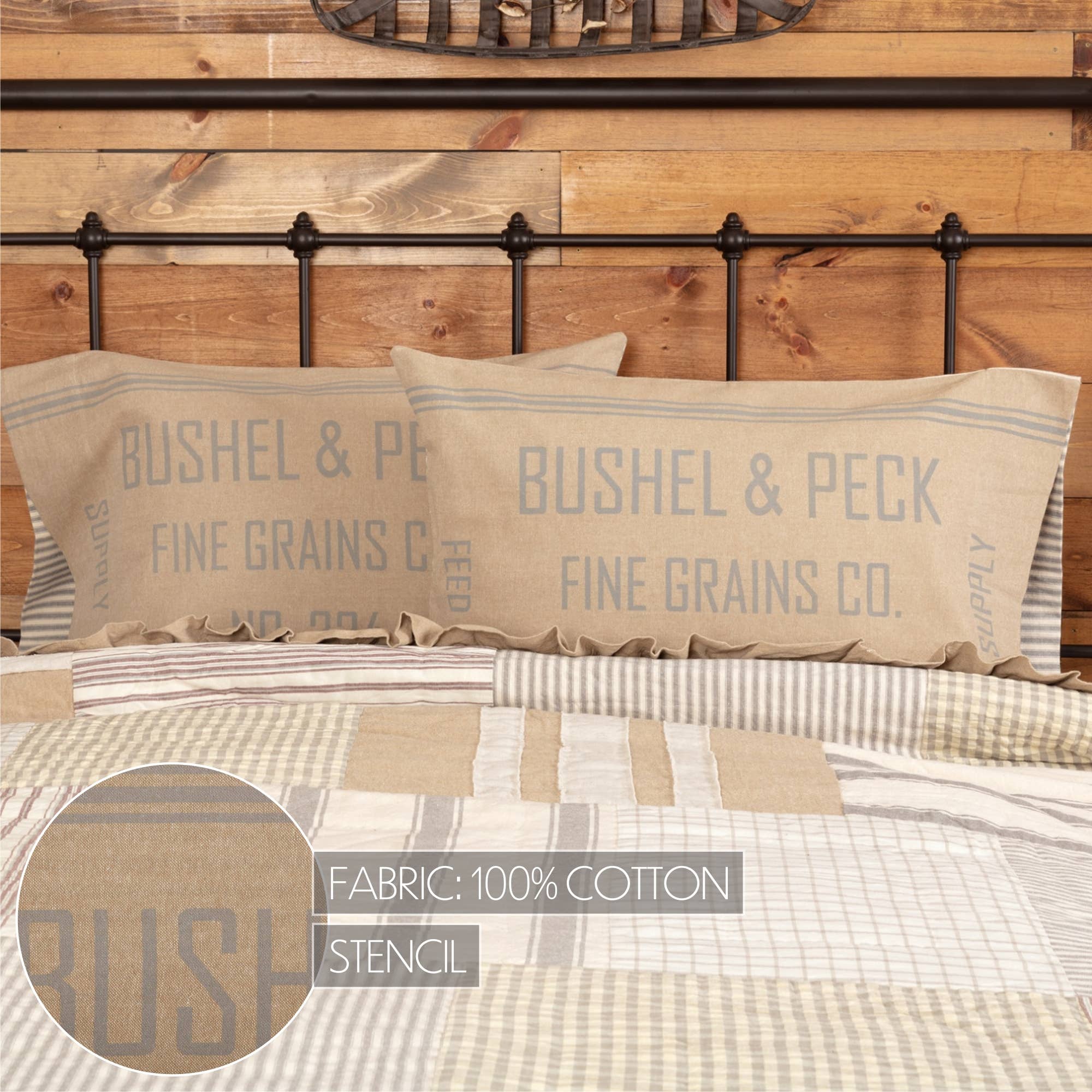 VHC Brands - Wholesale Bedding Pillowcase/Sham - Grace Feed Sack Standard Pillow Case Set of 2 21x304
