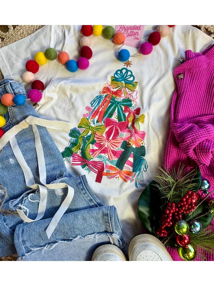 Branded Cotton - Wholesale Screen Printed T-Shirt - Women's - Bright Bow Tree0