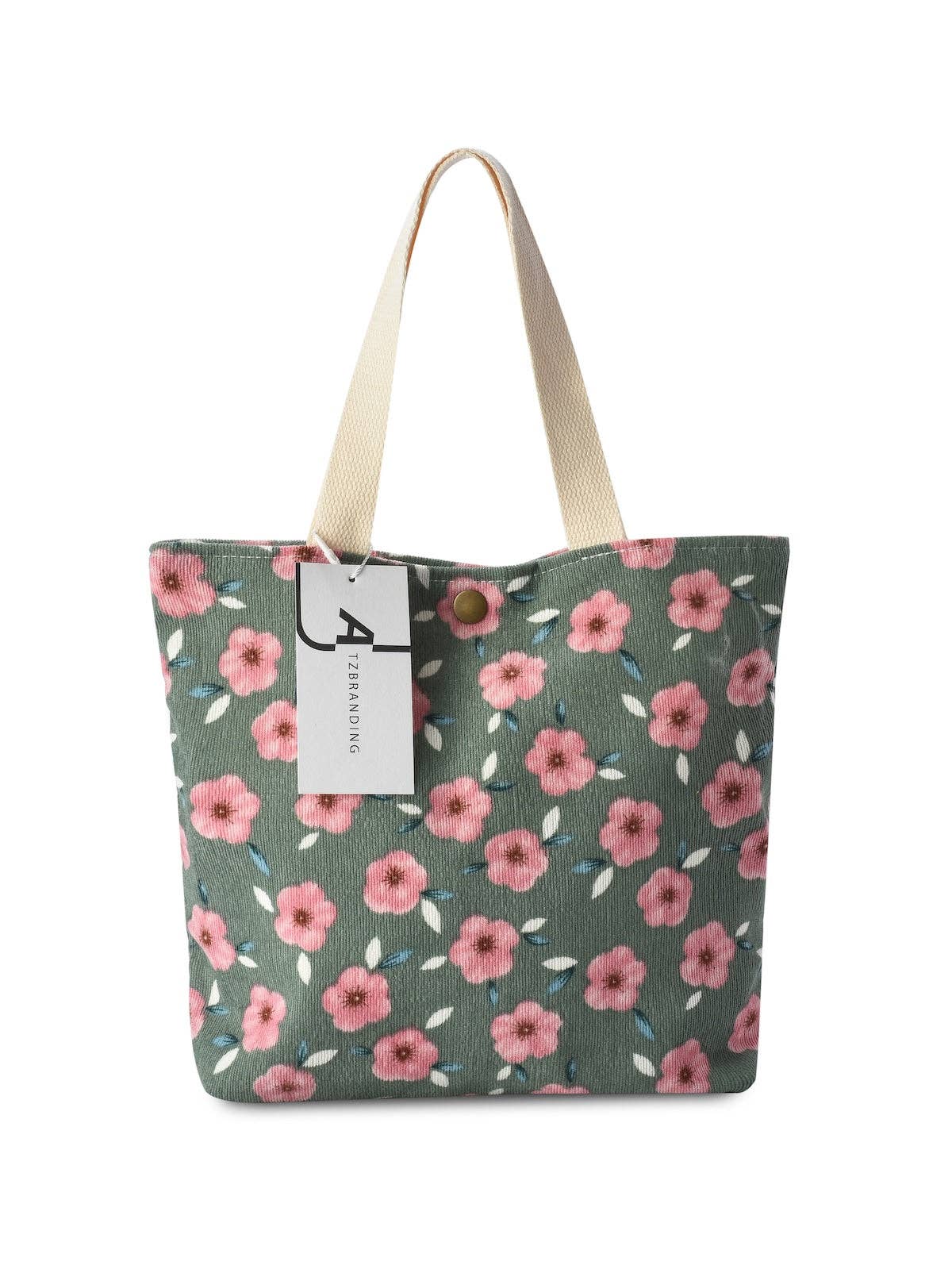 Funkyrel® Atzbranding Limited - Wholesale Tote Bag - Women's - Cosbai - Vintage Artistic Floral Corduroy Tote0