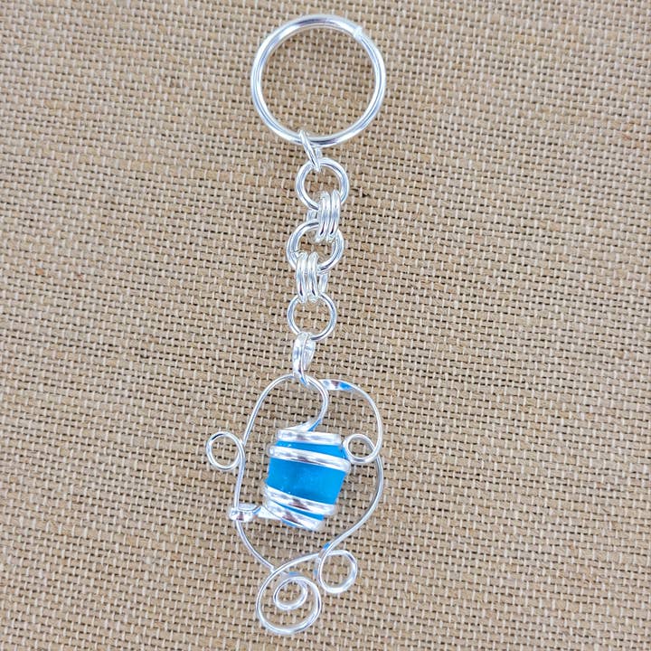 Cultured Sea Glass Key Chain ALP-SG-K1 for wholesale by Sadie Green's Jewelry