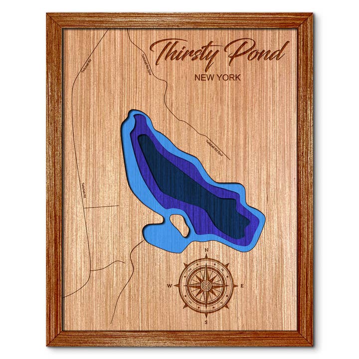 Thirsty Pond, NY Djupkarta Väggkonst Heminredning för wholesale av Premier Gifts and More