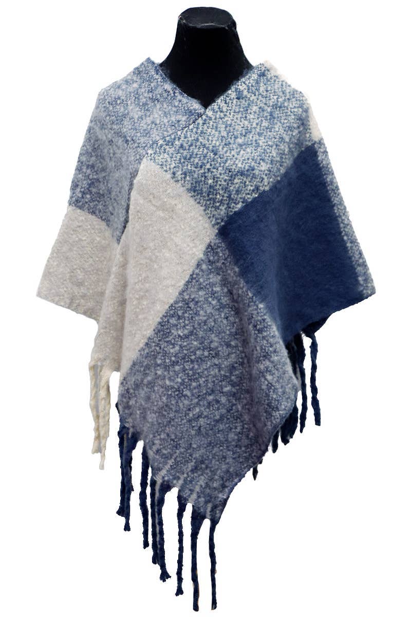 ASSORTED Multi Plaid Color Block Faux Cashmere Poncho for wholesale on Faire11