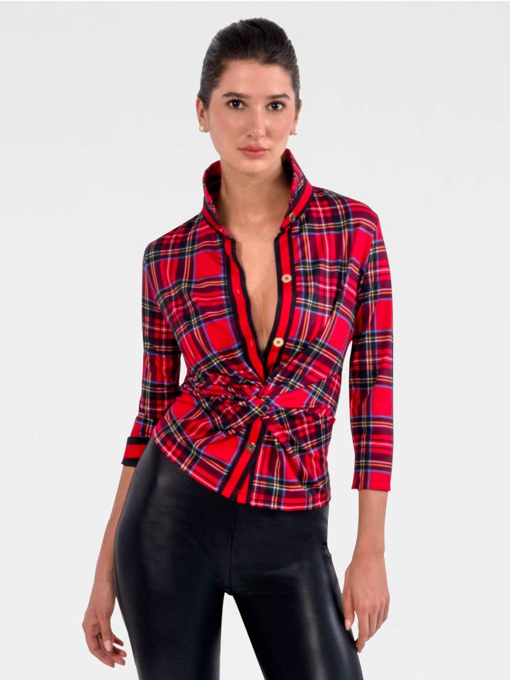 Red Multi Twist & Shout Top - Duke of York for wholesale on Faire0