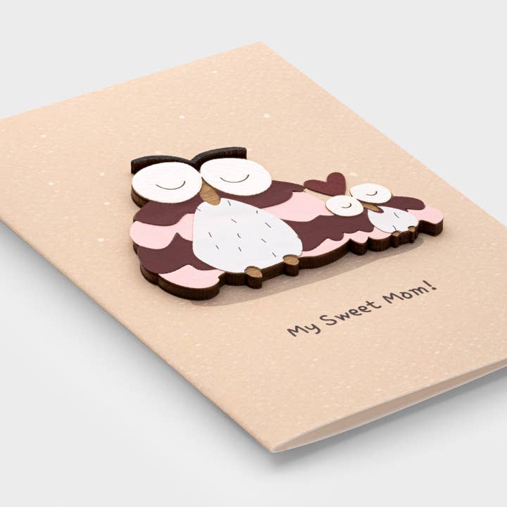Handmade 3D Wooden Greeting Card “My Sweet Mom” by PESKOVOI for wholesale by PESKOVOI