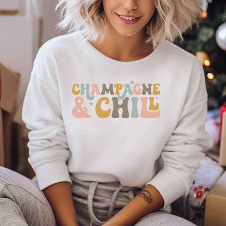 Rustic Radiance - Wholesale Screen Printed T-Shirt - Women's - CHAMPAGNE & CHILL1