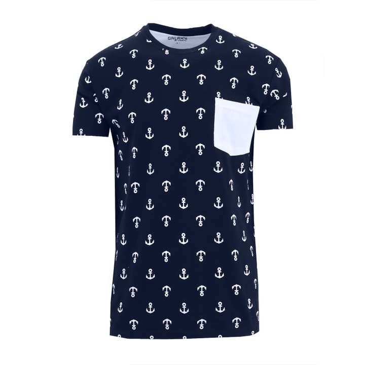 Galaxy By Harvic - Wholesale T-shirt – men's - Men's Slim Fitting Short Sleeve Printed Tee W Chest Pocket6