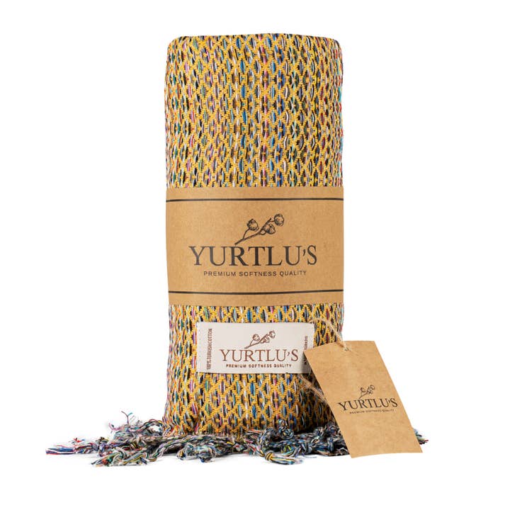 YURTLU'S Royal Series 38"x72" Turkish Towel Highly Absorbent Pre-Washed - Yellow for wholesale by YURTLUS