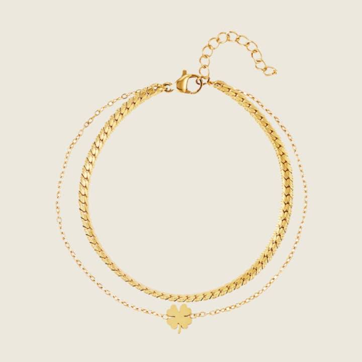 Luck dobbelt kæde armbånd for engroshandel hos Crescent Schmuck