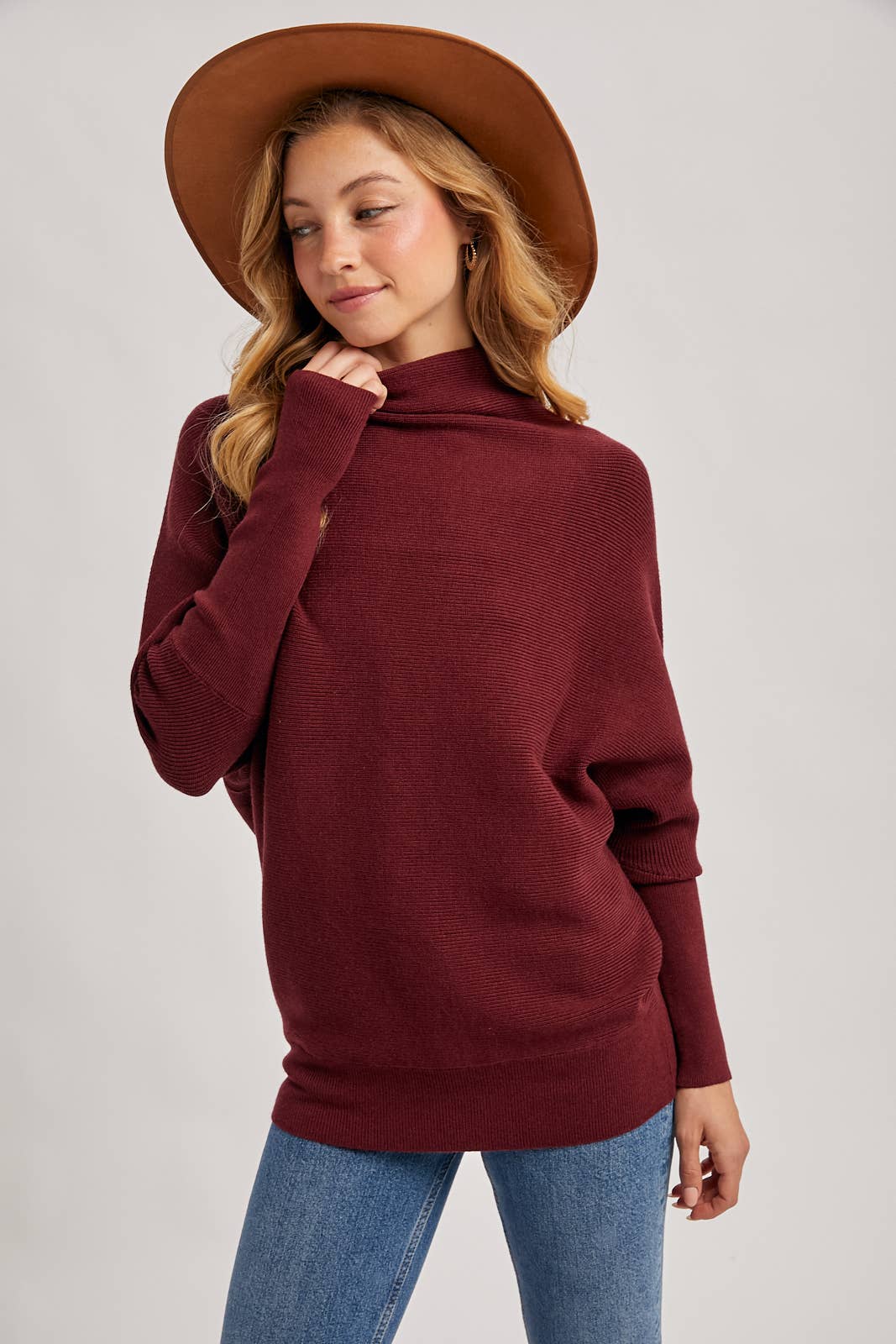 Bluivy - Wholesale Knit Sweater - Women's - SLOUCH NECK DOLMAN SLEEVED PULLOVER54