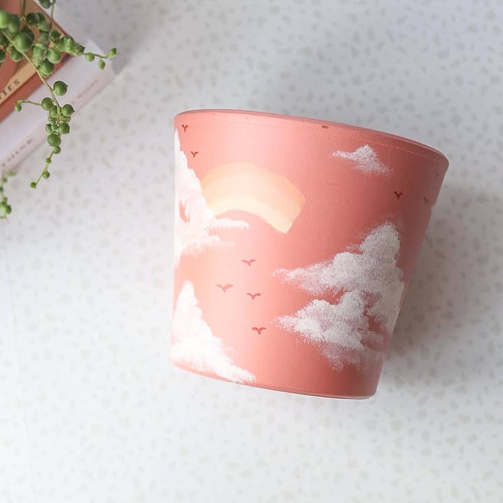Aloe Painted Pots - Wholesale Plant Pot - Hand Painted Cotton Candy Terracotta Pot