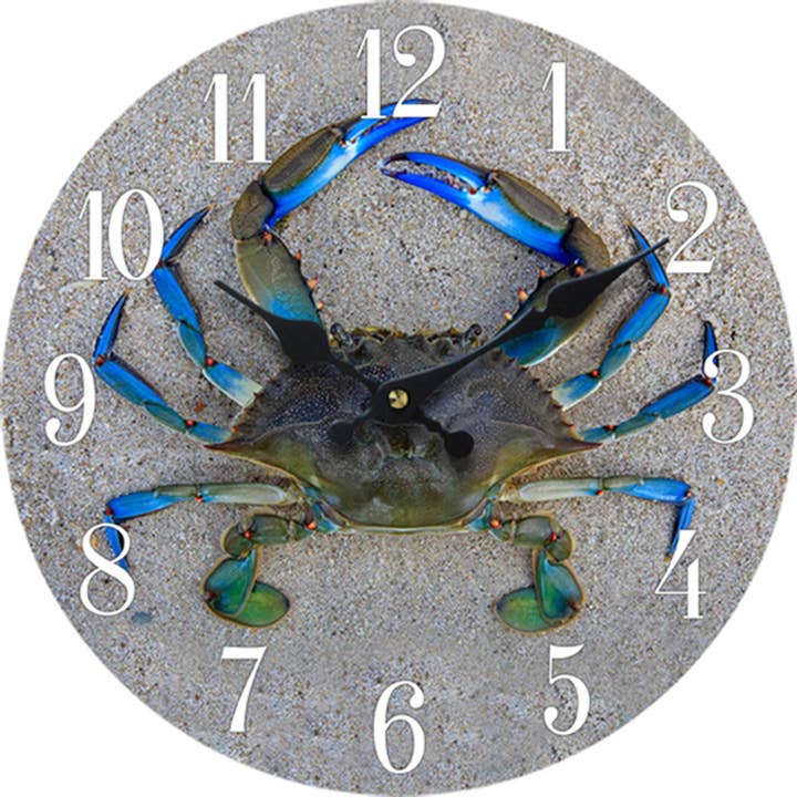 Sea Creations - Wholesale Wall Clock - Crab Wood Clock 13"X 13"