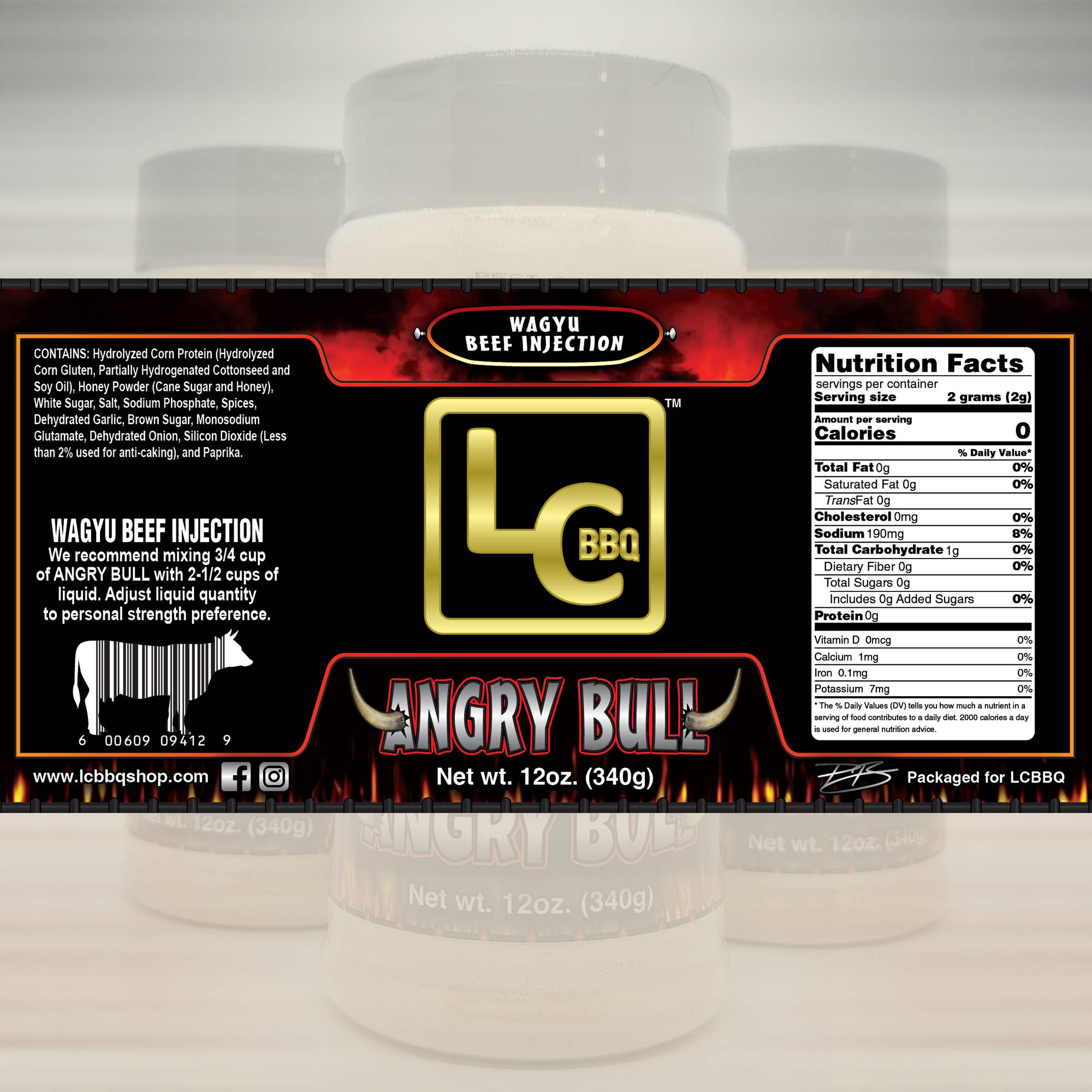 LC BBQ - Venta al por mayor Salsas barbacoa - Angry Bull — Inyección de pechuga para competición — coctelera de 12 onzas1