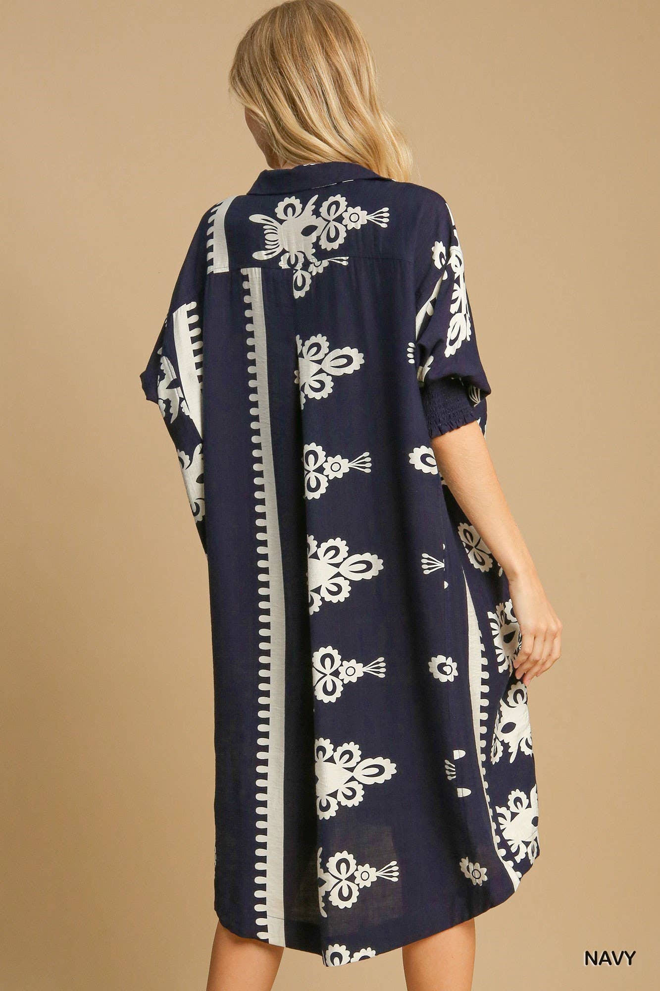 BNS - Vente Robe – femme - Robe mi-longue à col en V à imprimé abstrait avec poche16