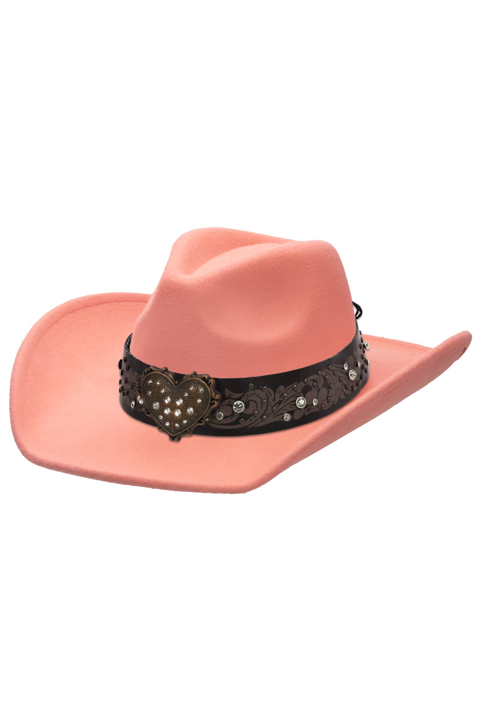 Cap Zone - Venta al por mayor Sombrero cowboy - Unisex - Sombrero vaquero de fieltro con cinturón de strass en forma de corazón18