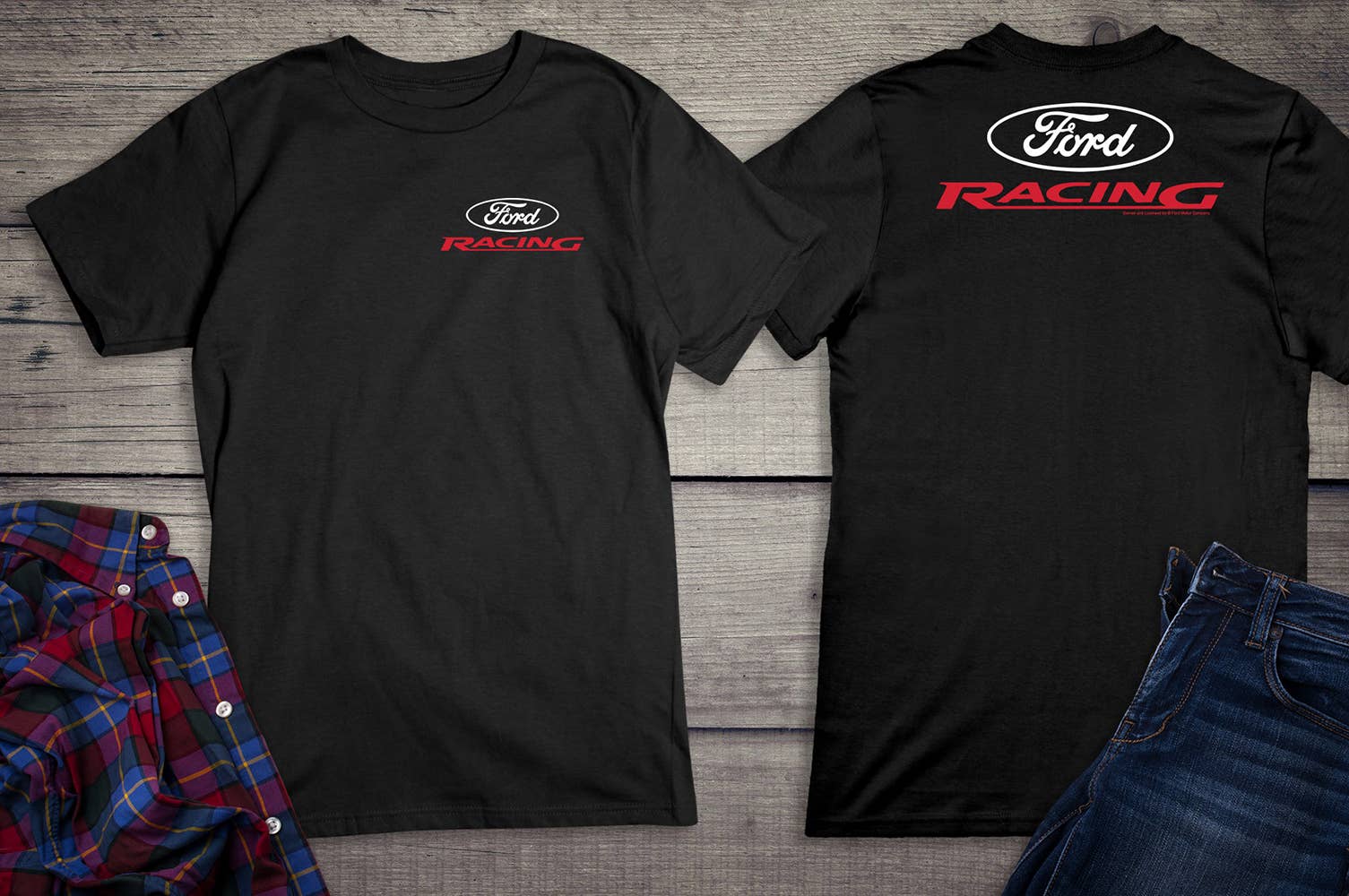 Artopia - Wholesale Screen Printed T-Shirt - Unisex - Ford Racing Logo With Crest T-Shirt2