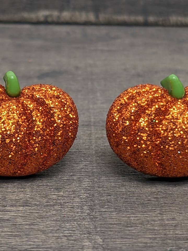 Sparkle Pumpkin Stud Earrings for wholesale by KimiJean Creations
