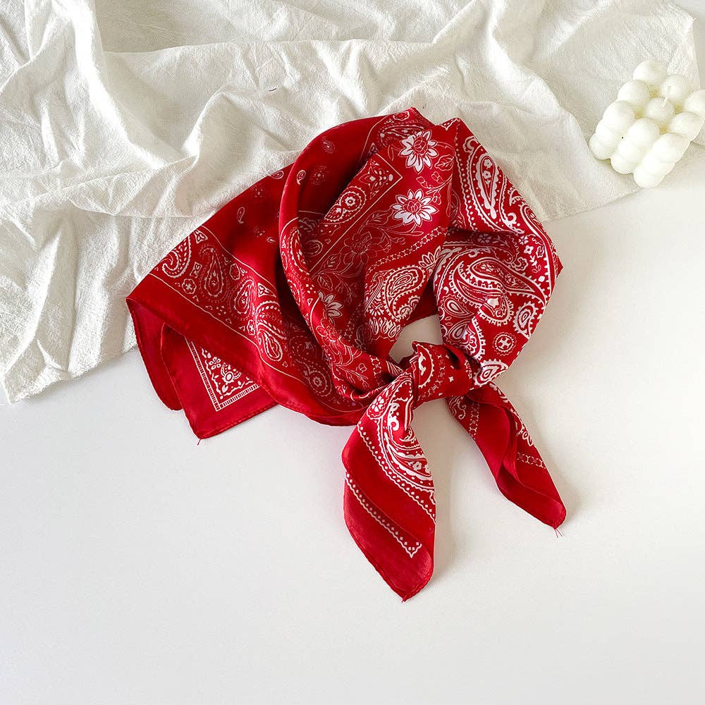 Dipped Shop - Wholesale Scarf - Women's - Vintage Paisley Pattern Square Satin Scarf DP25E6053