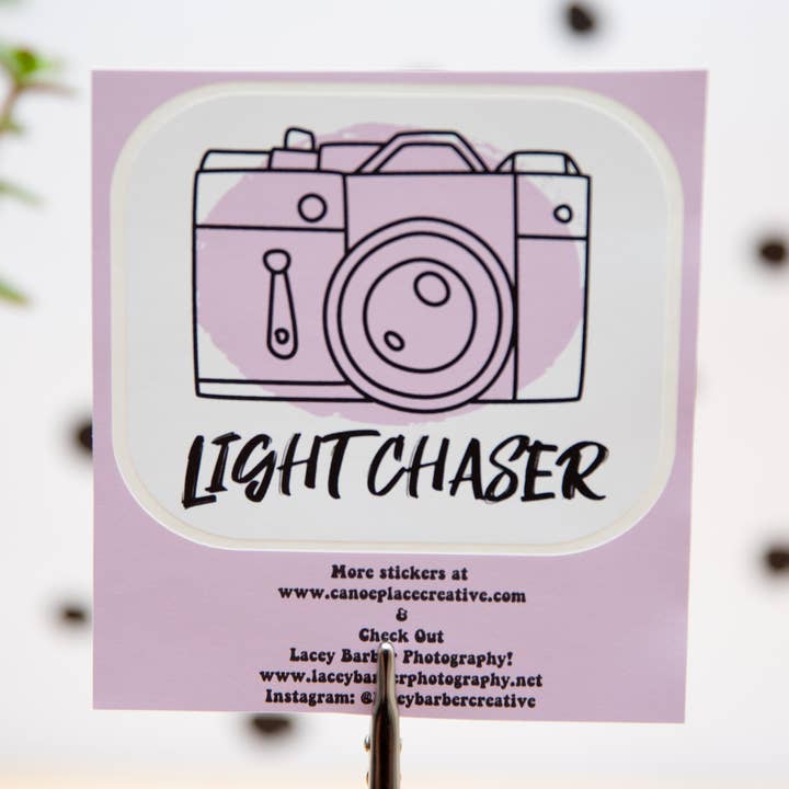Light Chaser - Photographer Sticker - Vinyl Sticker for Wate for wholesale by Canoe Place Creative