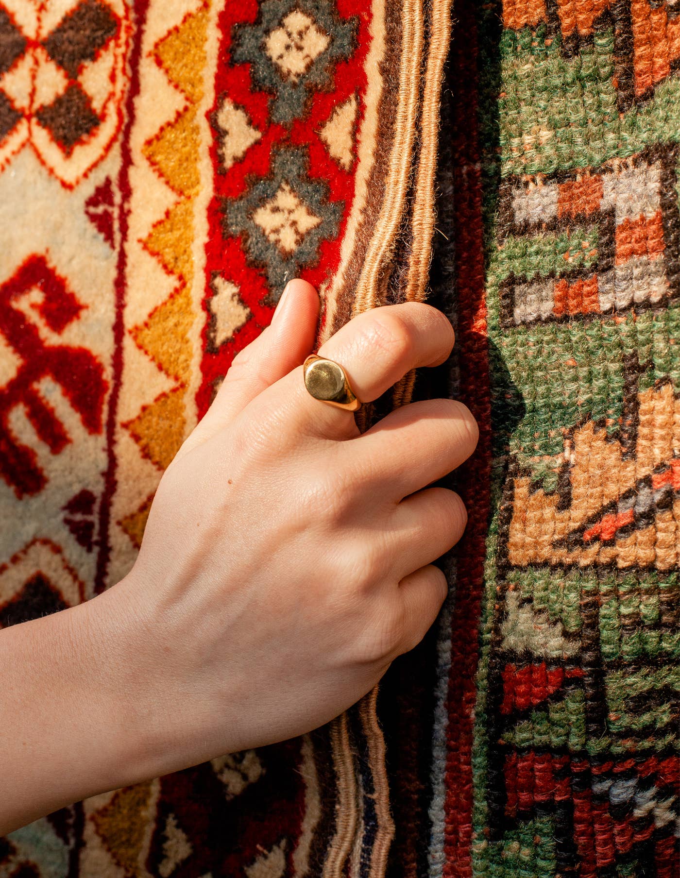 Nordic Muse - Wholesale Signet Ring - Gold Round Signet Ring, Waterproof1