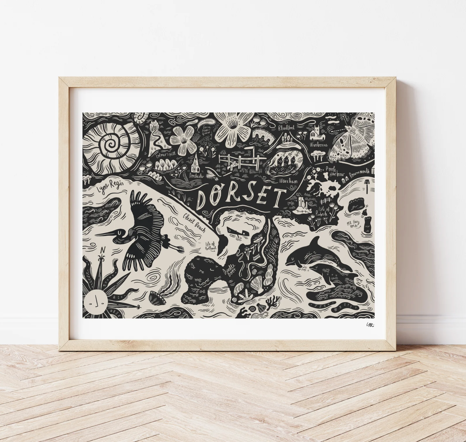 Lauren Marina - Wholesale Art Print - Illustrated Dorset Coastline Map1