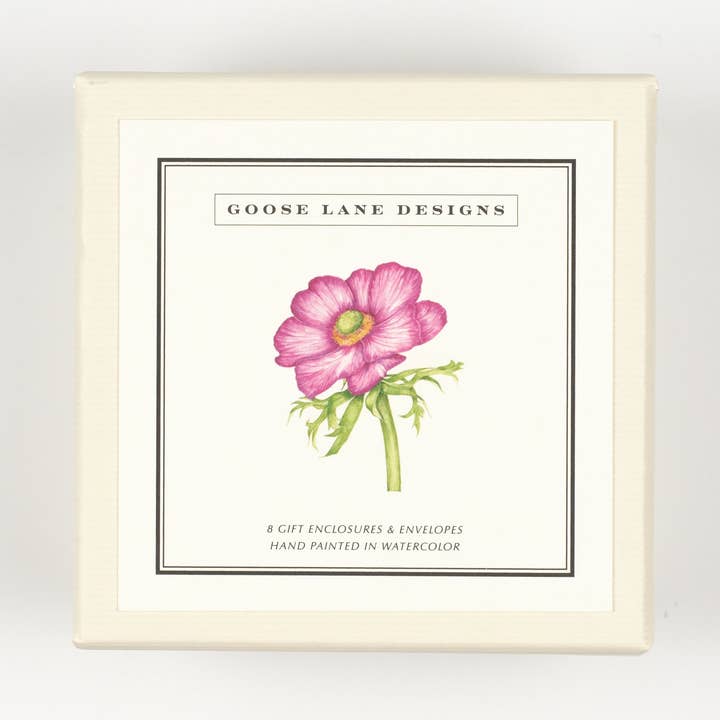 Gift Enclosure Cards - Box of 8 - Magenta Anemone for wholesale by Goose Lane Designs