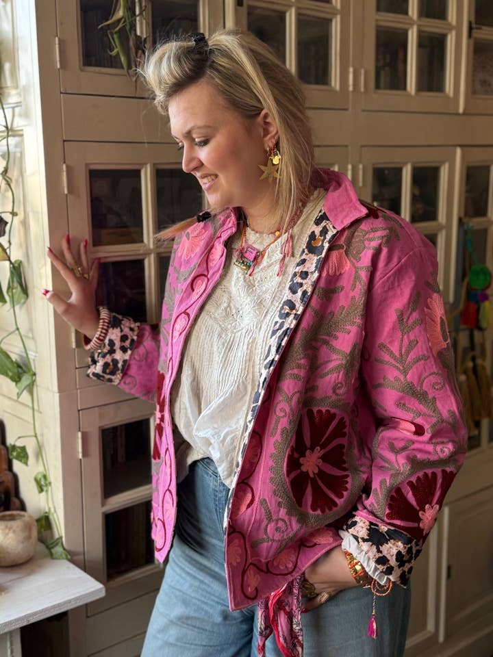 ToutVintage - Wholesale Jacket - Women's - Cotton embroidery jacket pink panther