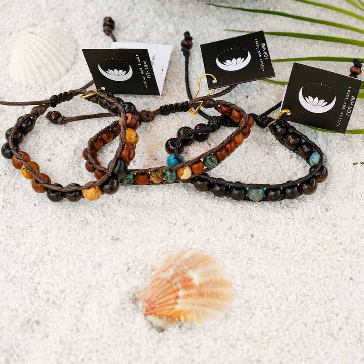 Lotus and Luna - Wholesale Jewelry Set - Surf Rider Men's Bracelets (10 Pack Assortment)