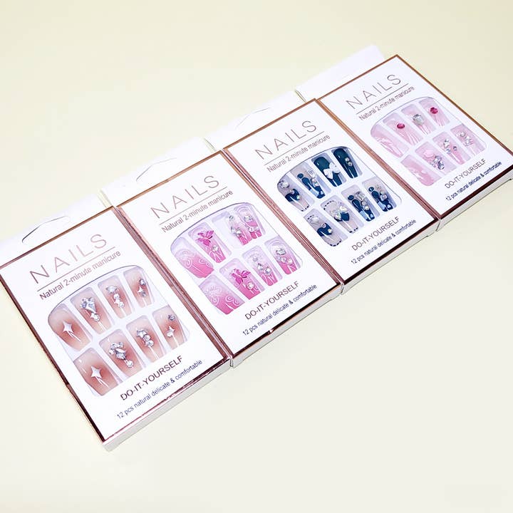 Assorted Color Women Pre Glued Press On Nail Set for wholesale on Faire