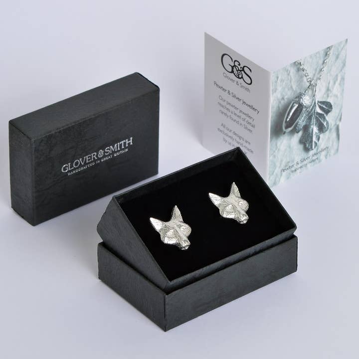Glover & Smith - Wholesale Cufflinks - Fox Cufflinks, English Pewter Silver Fox Gifts for Him