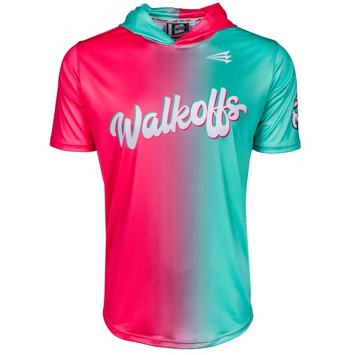 Watermelon Walkoffs Baseball HyperMAX Short Sleeve Hoodie for wholesale by Seamhead Swag