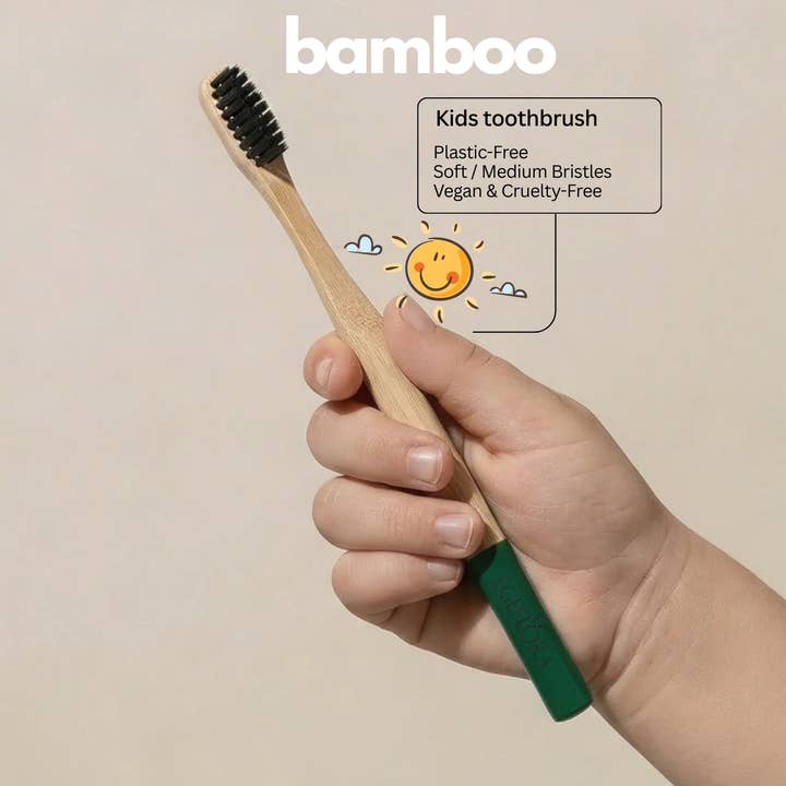 Bamboe tandenborstel voor kinderen – groen | milieuvriendelijk & plasticvrij voor wholesale door Egeflora