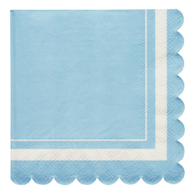 Cocktail Napkin Scalloped Edge Sky Blue/20 pkg for wholesale by Sophistiplate