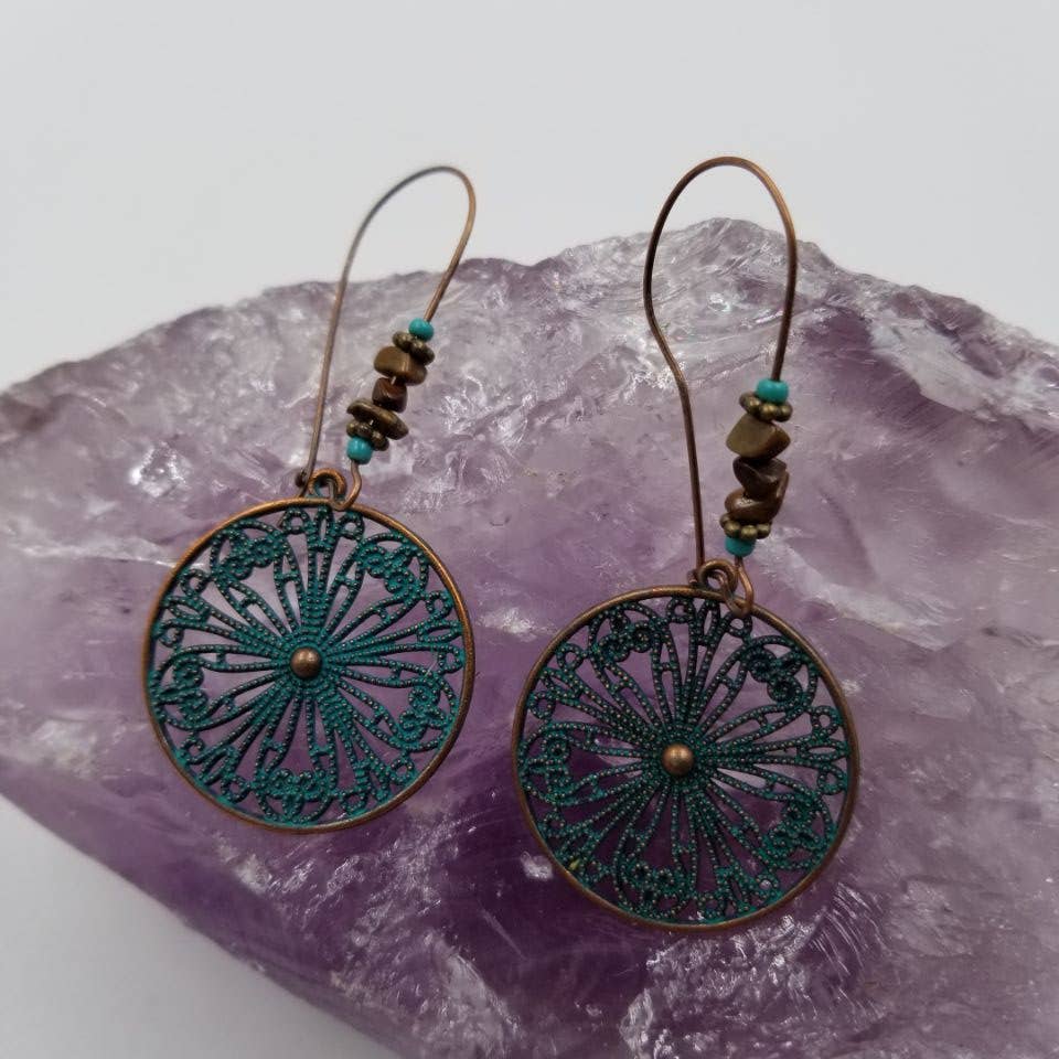 magnolia jewelry - Wholesale Dangle Earrings - Boho Floral Circle Earrings0
