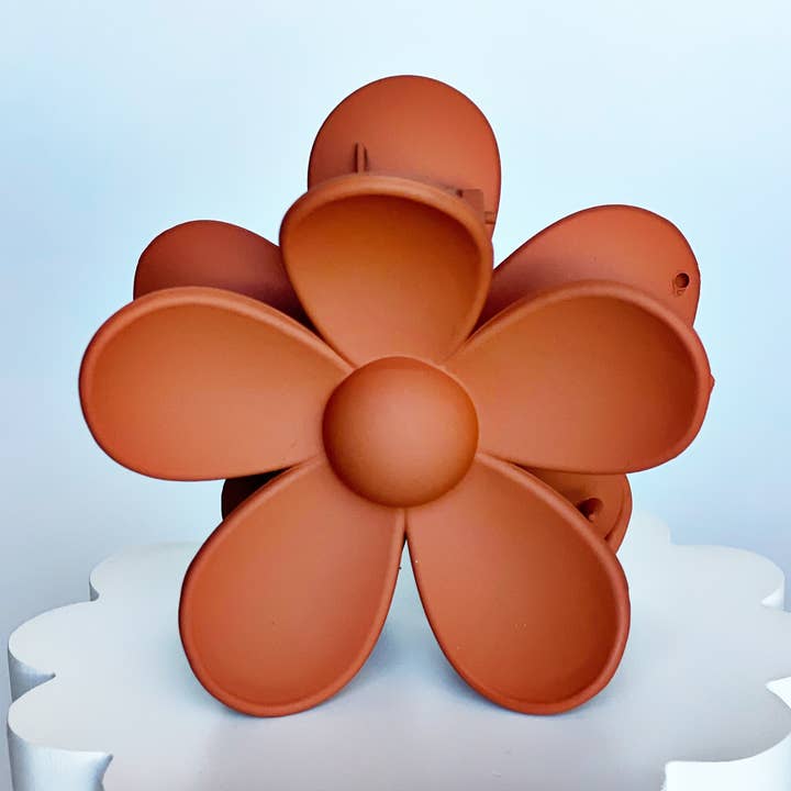 Rust Large Flower Claw Clip for wholesale by Lady Eleanor & Co