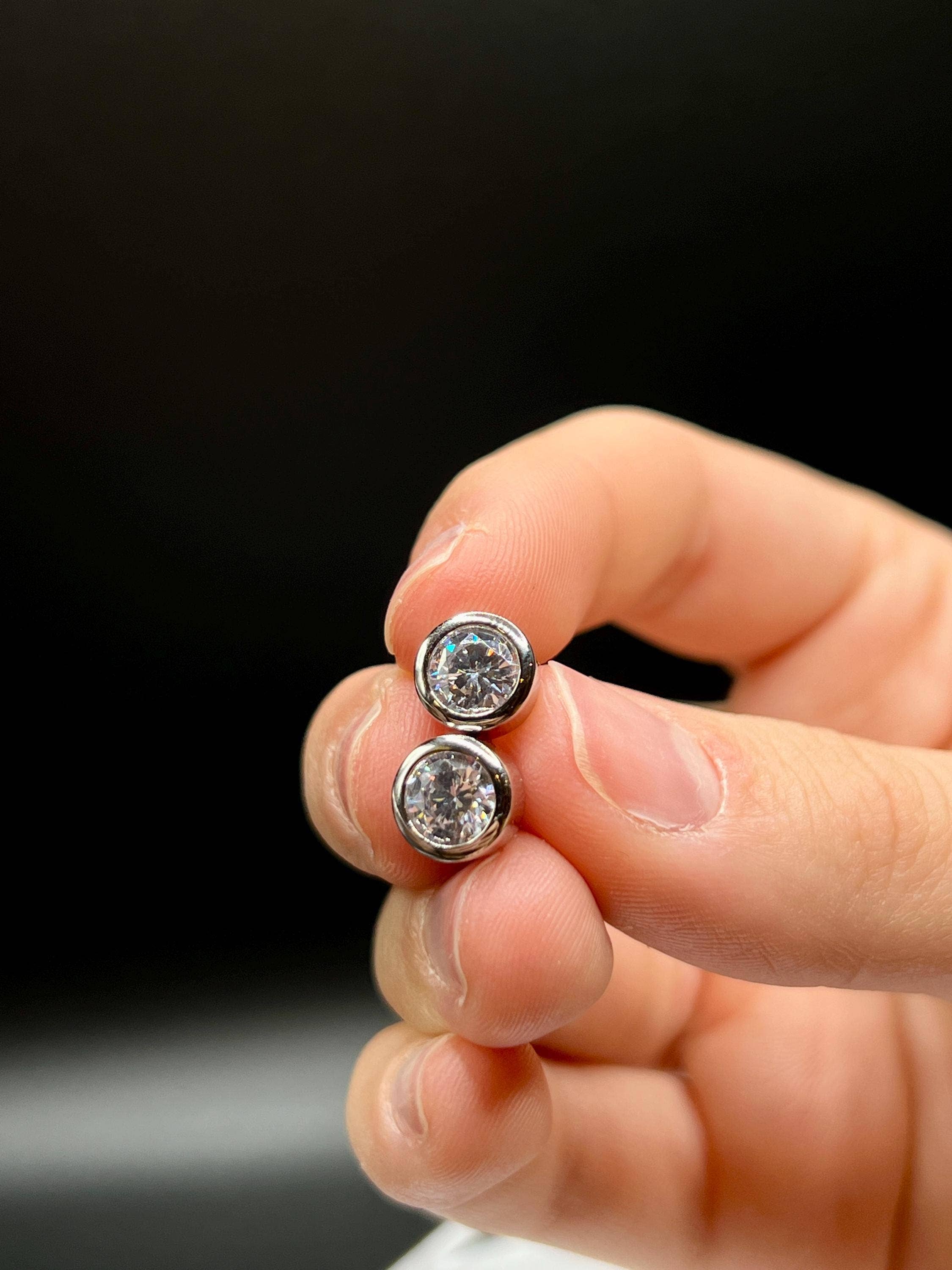 Elegant Jewels LLC - Wholesale Stud/Post Earrings - 2 CT Lab Grown Diamond Bezel Stud Earrings in 14K Gold5