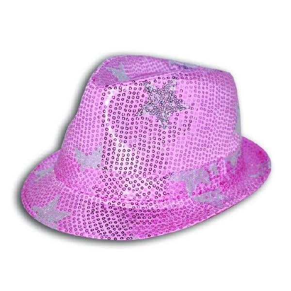 Sequin Pink Star Fashion Adult Fedora Costume Party Favor for wholesale by Kipp Brothers