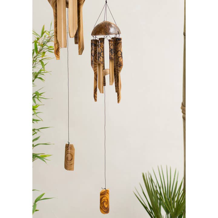 Namaste - Wholesale Wind chime - Bakar Flower Bamboo Windchime Coconut Top 25cm1