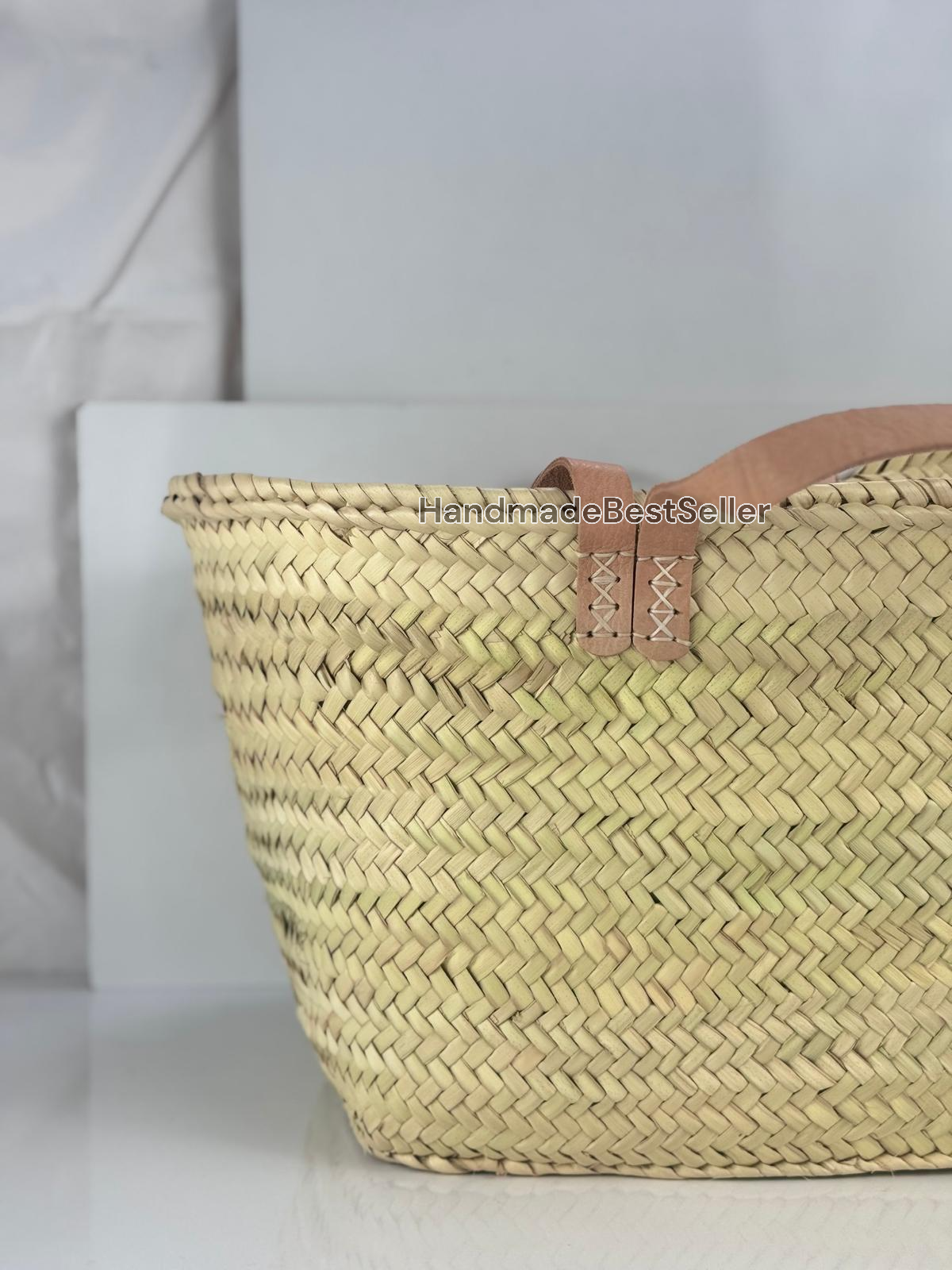 HandmadeBestSeller - Wholesale Basket - Handmade Square Straw Basket with Leather Handles6