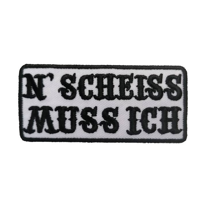 white Iron-on Patch - N SHIT I GOTTA Funny Bikers for wholesale on Faire0