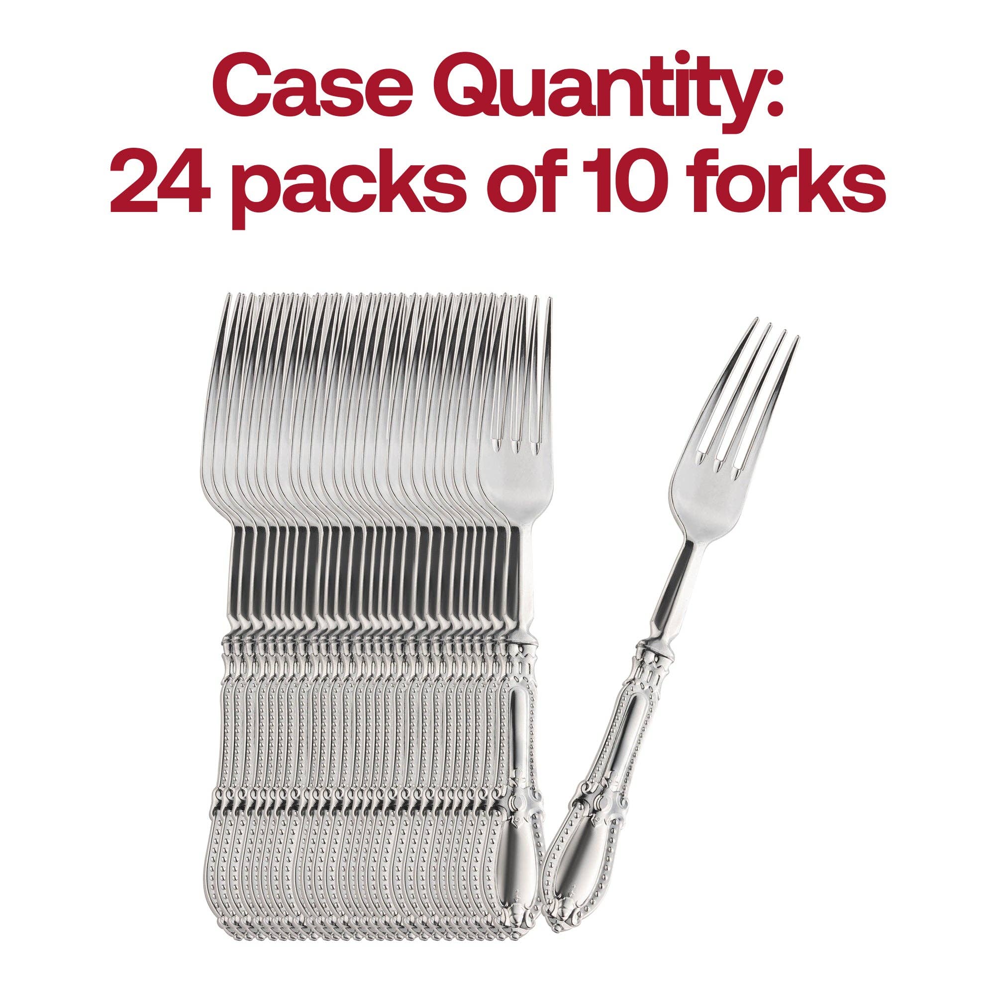 Smarty had a Party - Wholesale Disposable Tableware Pack - Silver Baroque Disposable Plastic Dinner Forks - 10 pcs3