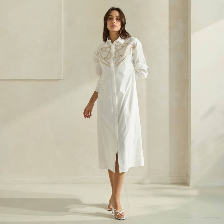 Able - Wholesale Dress - Women's - Cotton Shirtdress with Contrast Detail